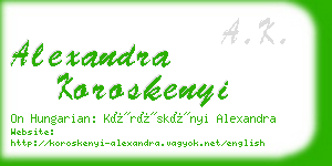 alexandra koroskenyi business card